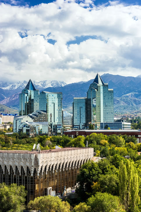 ESL teachers and certified teachers teaching in Kazakhstan enjoy these historic buildings and mountainscapes