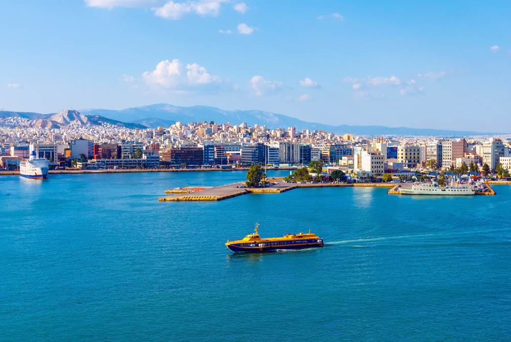 ferry hydrofoil in greece transporting esl teachers from island to island